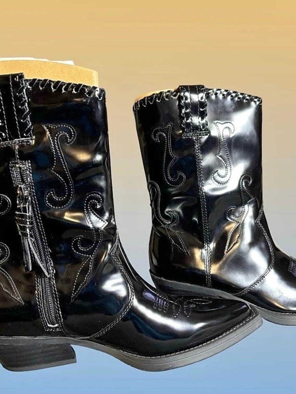 Franco Sarto L-Lancez Black Western Boots US 7.5 New